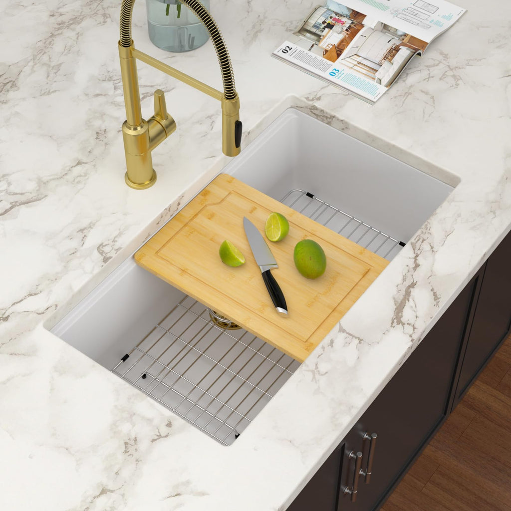 33 Inch White Undermount Kitchen Sink Workstation Granite Composite Quartz Single Bowl Undermount Sinks Large Deep