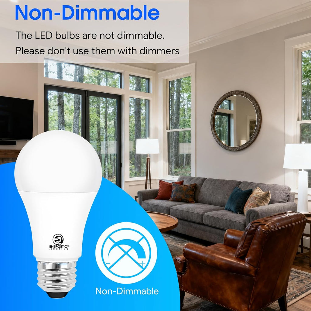 LED Bulbs 100 Watt Equivalent, Super Brightness 1600LM, Daylight 5000K, Non-Dimmable A19 LED Bulb, E26 Standard Base