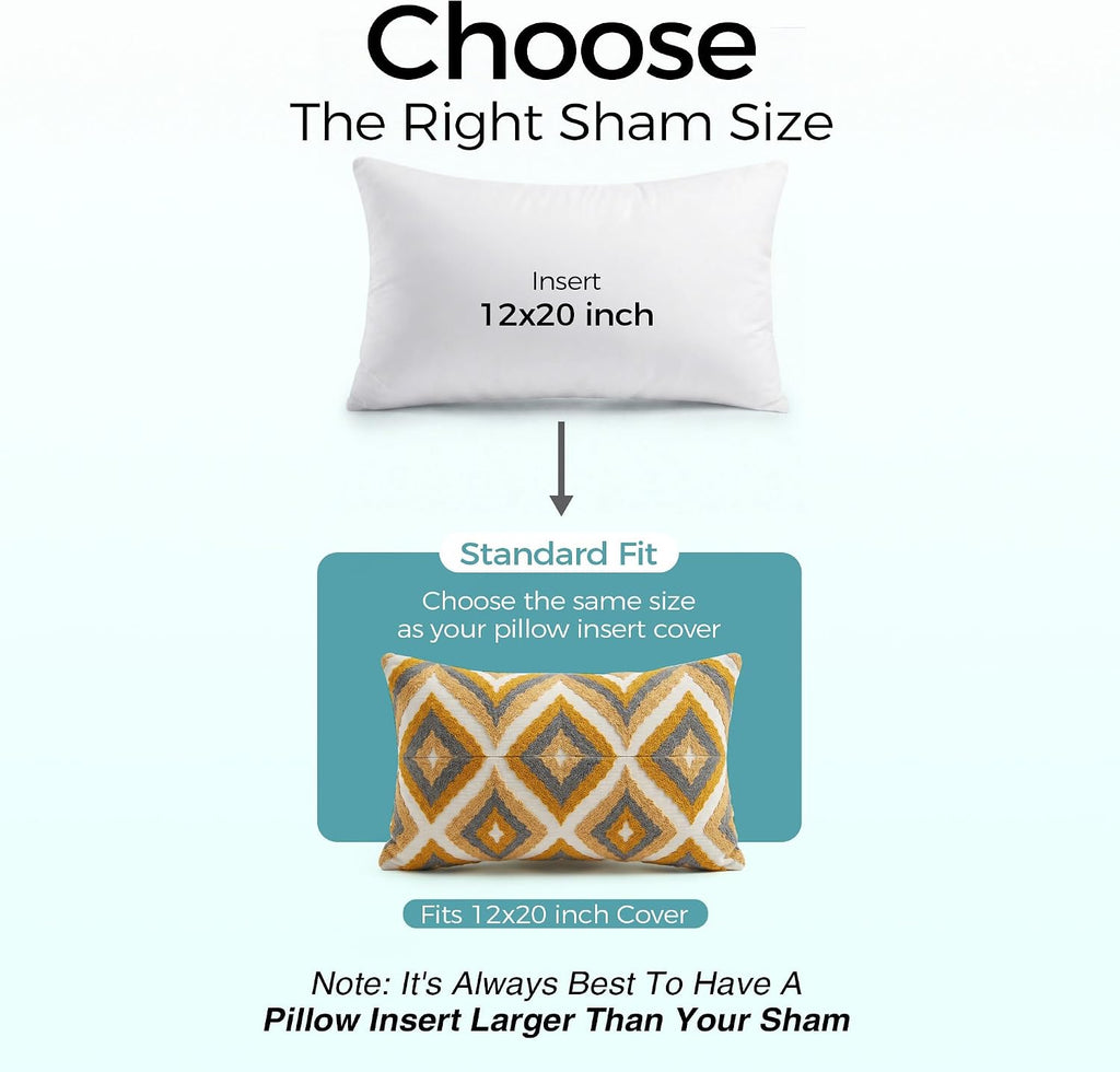 12x20 Throw Pillow Insert Set of 1 - Supportive & Fluffy Down Alternative Pillow Forms for Couch, Sofa & Bed, Indoor