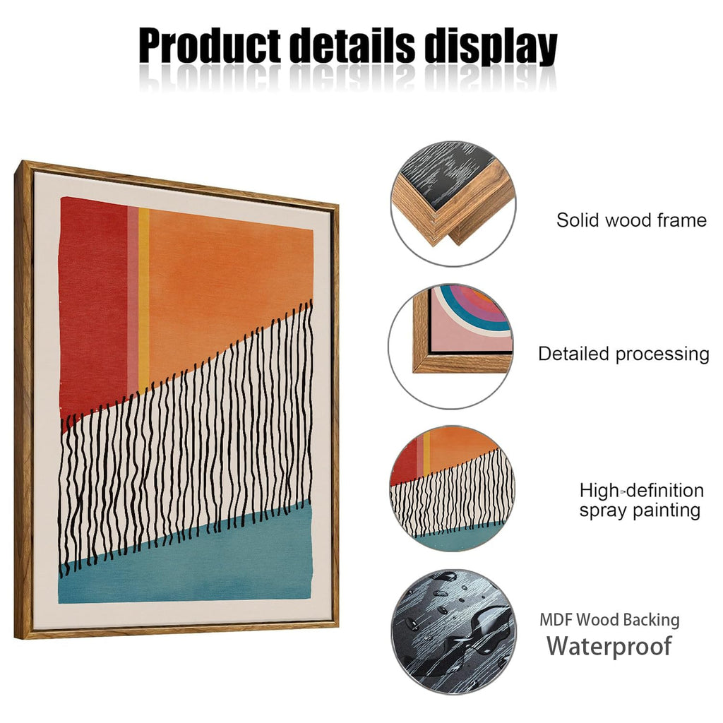 3 Piece Large Abstract Framed Wall Art, Mid Century Modern Wall Art, Paintings Wall Decor-Boho Wall Art Decor