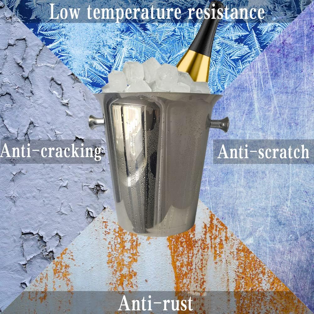 Ice Bucket with Stand 201 Stainless Steel Standing Ice Bucket Ice Cube Container, Wine Bucket on Stand Silver