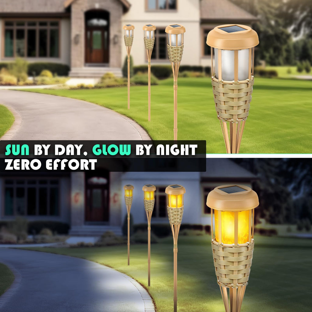 Solar Outdoor Lights, Solar Torch Lights Outdoor Flickering Flame, Outdoor Decorations Path Yard - 8 Pack