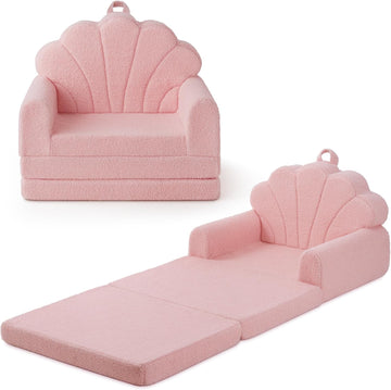 Foldable Kids Couch, in-1 Kids Sofa Chair, Pink Shell