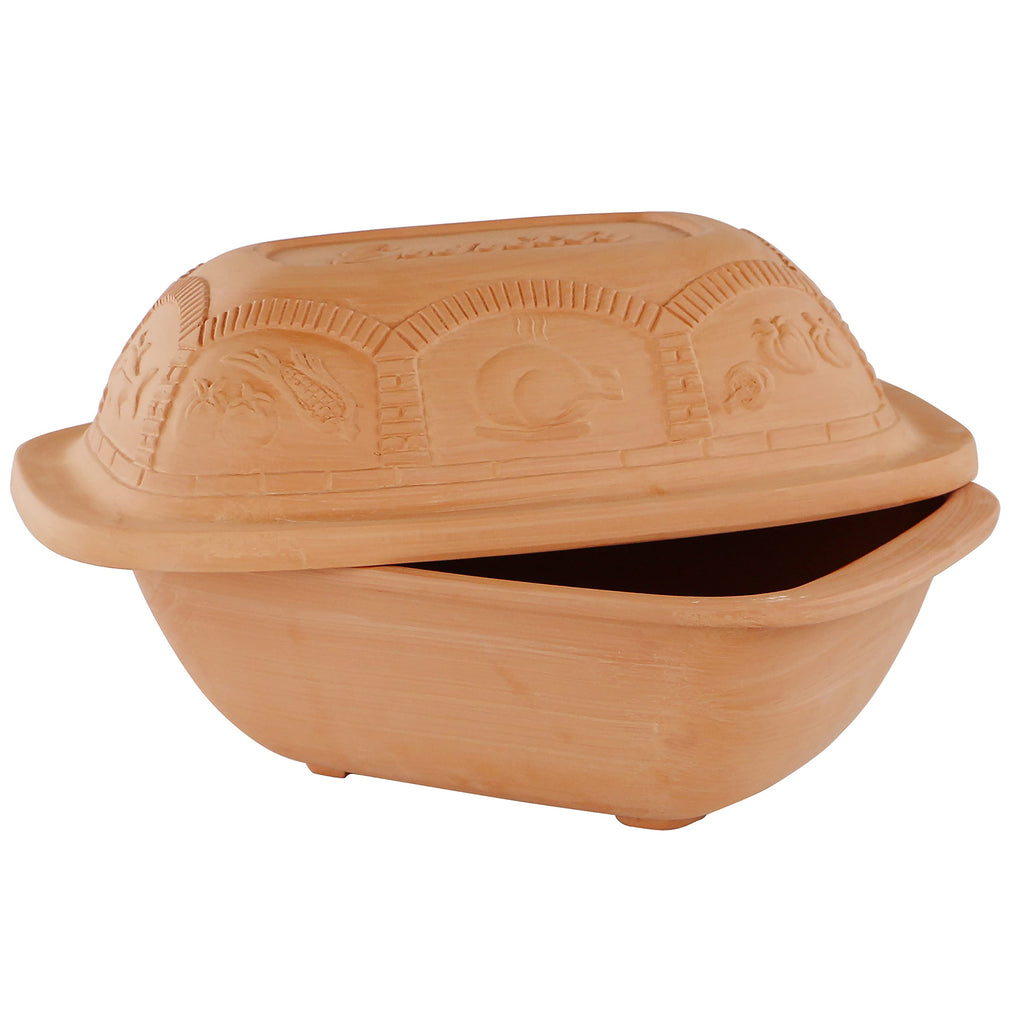 Eurita Clay Roaster, 3 Quart, Non-Stick Earthenware, Toxin-Free, Healthy Clay Pot Cooking, Versatile Cooking Dutch