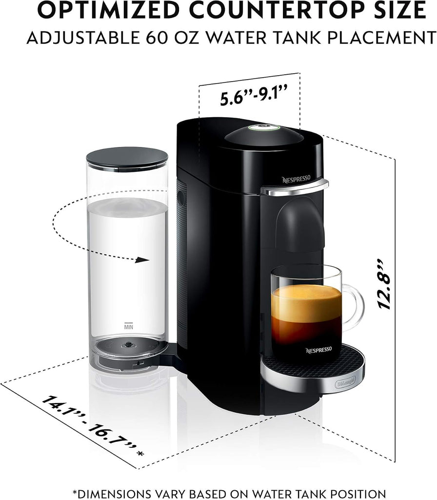 VertuoPlus Deluxe Coffee and Espresso Machine Bundle with Aeroccino Milk Frother by , Black | Milk Frother