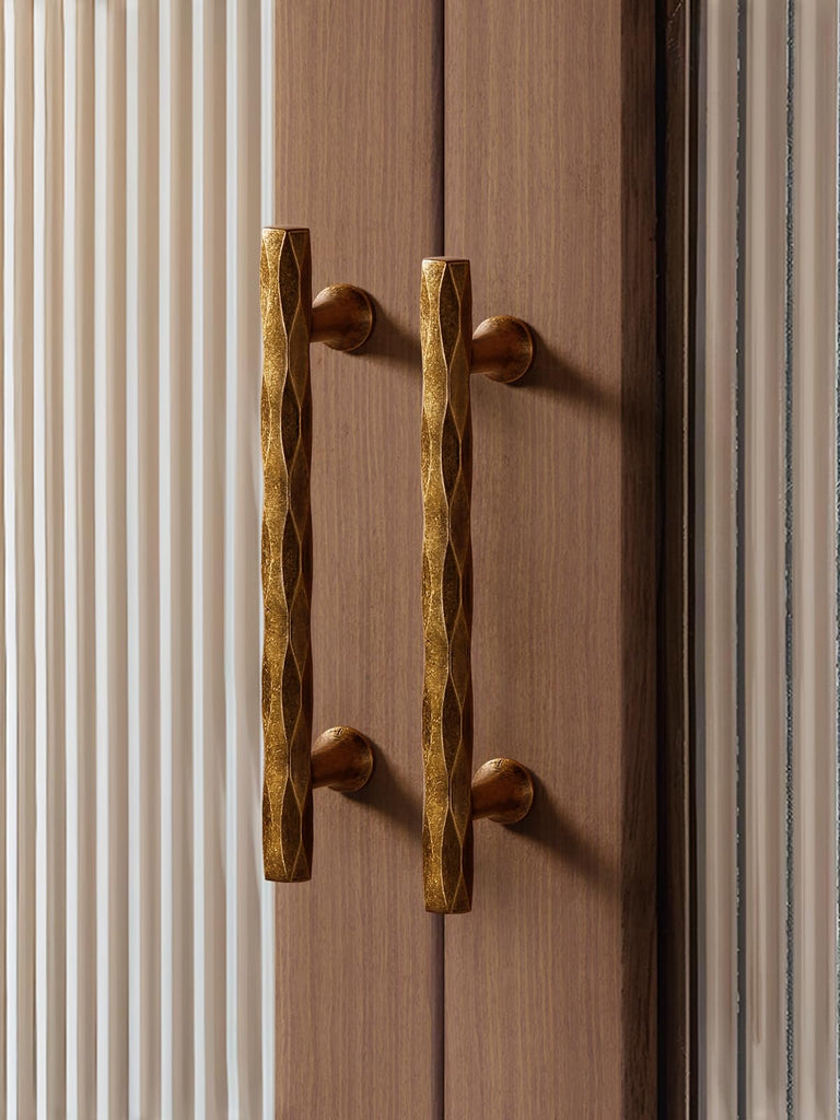 Cabinet Pulls Antique Brass 6.3" Hole Center 10 Pack Hammered