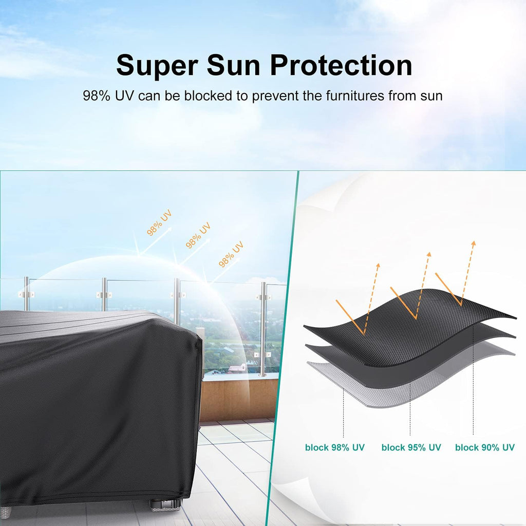 Waterproof Outdoor Patio Furniture Covers 108"L×82"W×28"H Black | Rain, Dust & UV Protection; Heavy-duty Oxford