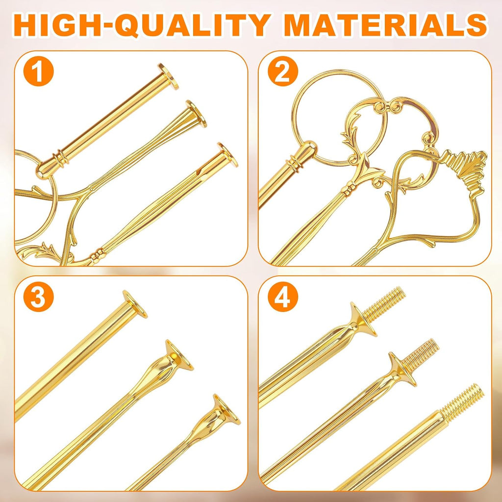 Sets 3 Tiered Tray Hardware Kit,Cute,Gold - Set of 12
