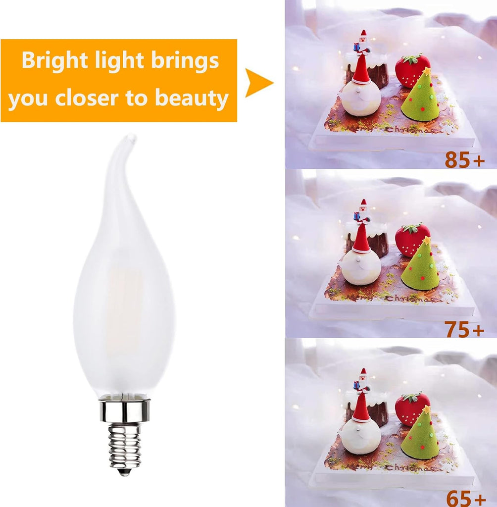 Frosted Candelabra Light Bulb 60 Watt Equivalent Dimmable LED Bulb