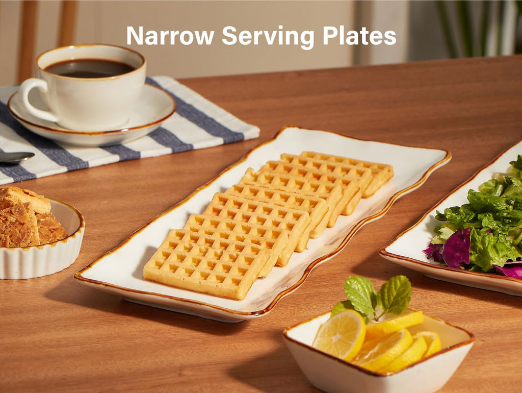 Large Serving Platters, 15 inch Serving Plates Set of 2, Ceramic Platters for Serving Food, Oven Safe Serving Trays