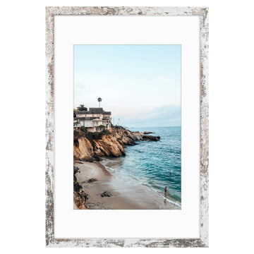 16x24 Frame with Mat for 12x18, Real Distressed White