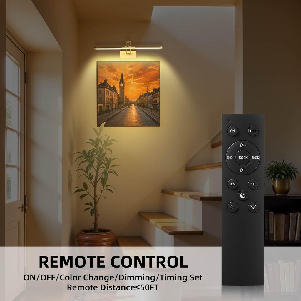 24" Picture Lights for Wall, 8000mAh Rechargeable Wireless Remote