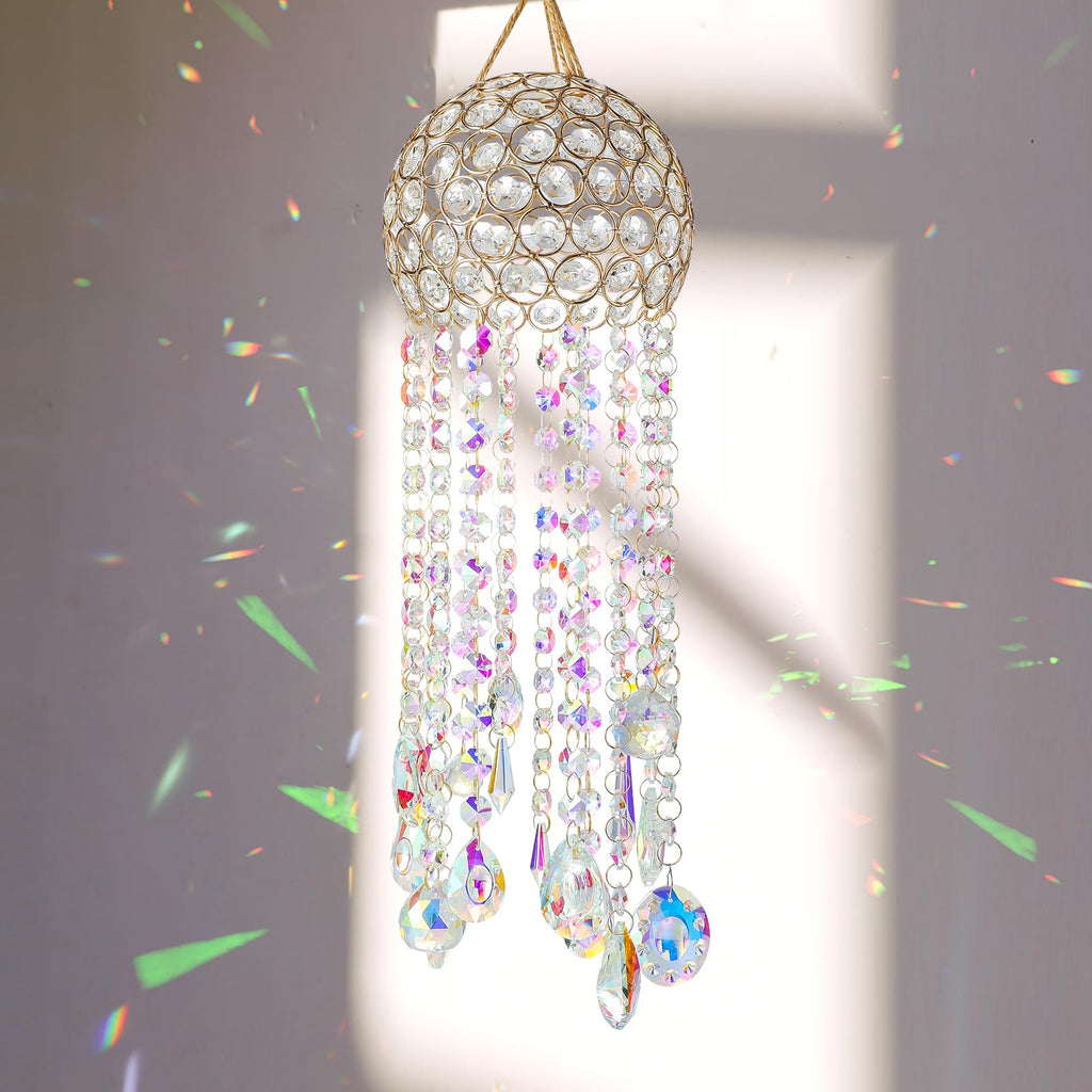 25inch Chandelier Wind Chimes Crystal Suncatcher Window Hanging Sun Catchers AB Color Crystal Prism Rainbow Maker