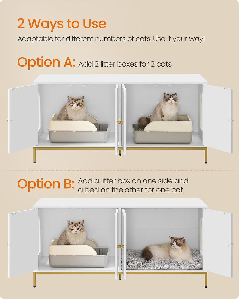 Double Cat Litter Box Enclosure, Double Room, Modern Style