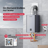 Tankless Water Heater Propane, 199, 000 BTU, Indoor Installation, Max 10.3 GPM, WiFi&APP Control