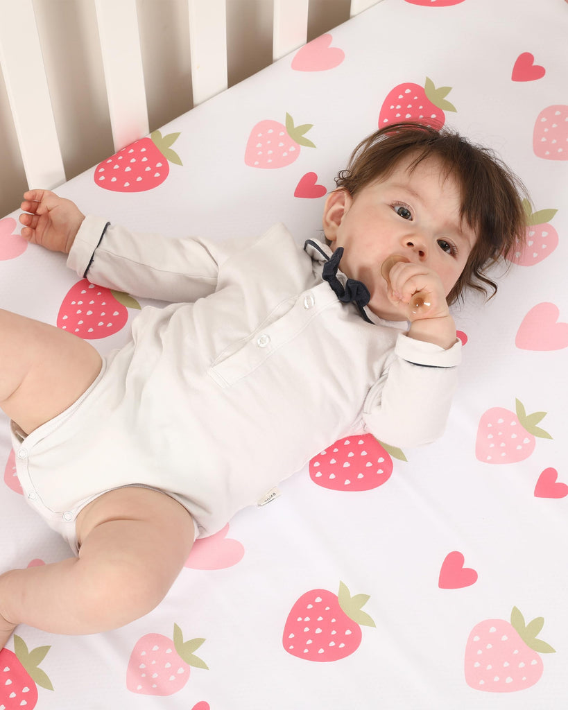 Fitted Baby Crib Sheets, 4 Pack, 52x28 in, Strawberry Pink