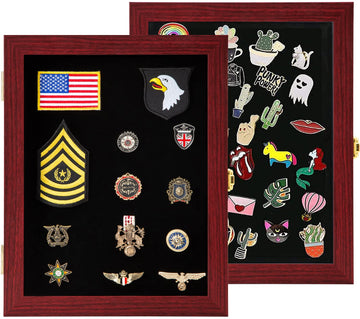Pin Display Case Badge Display Frame Small Mahogany for Beach Tags