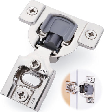 4 Pack Soft Close Cabinet Hinges - 7/16" Overlay Doors, Face Frame Concealed Hidden Hinges - Stainless Steel
