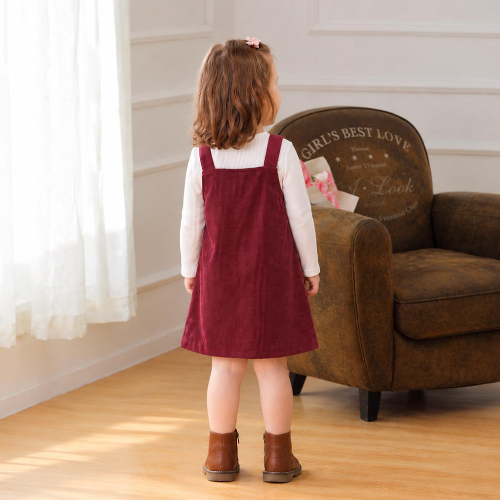 Toddler Baby Girl Corduroy Overalls Dress, Infant Fall Jumper Skirt