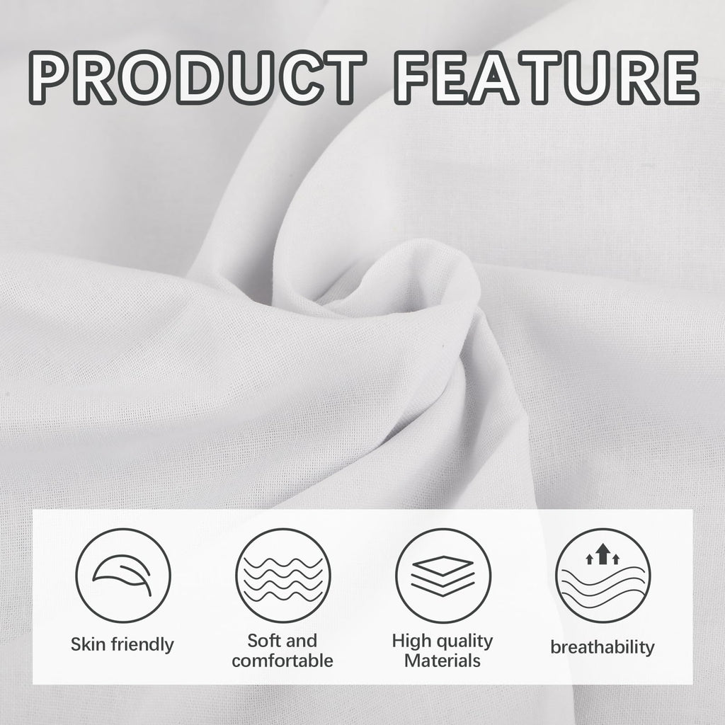 10Yd 100% Cotton Fabric by The Yard, 63 Inch X 10 Yards White Cotton Fabric, Soft Natural Muslin Fabric for Sewing