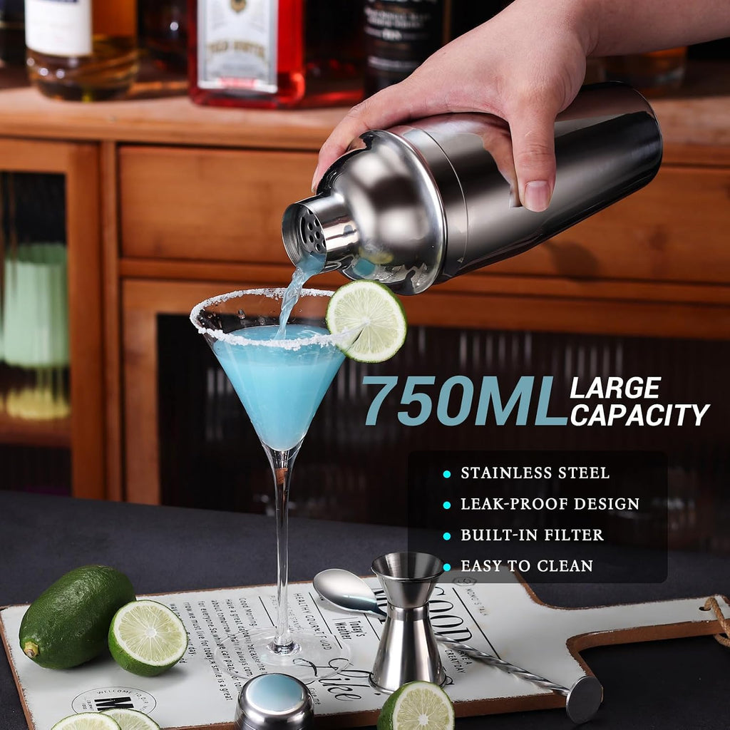 Cocktail Shaker Set Bartender Kit with Stand, Drink Mixer Set with Stainless Steel Bar Accessories Tools: - Set of 12