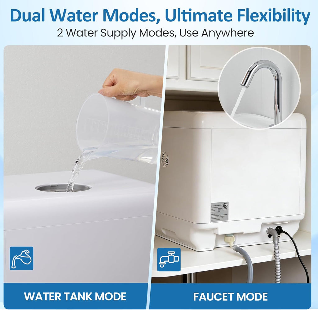 18" Portable Countertop Dishwasher with 152OZ Water Tank, 6 Preset Mode, Dishwasher Machine fits up to 12" plates