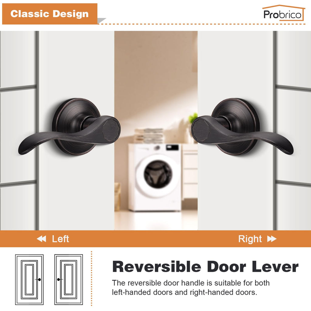 Passage Hall Closet Door Lever Handle Lockset Keyless Oil Rubbed Bronze Leversets 6 Pack