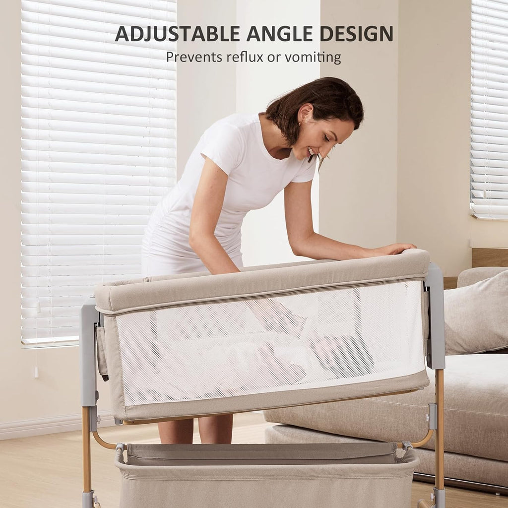 3 in 1 Baby Bassinet, Rocking Bassinet, Bedside Bassinet, 6-Height Adjustable, Bassinet Bedside Sleeper, Bedside