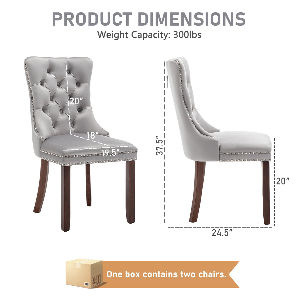 Velvet Dining Chairs, Light Gray Dining Chairs Set of 4