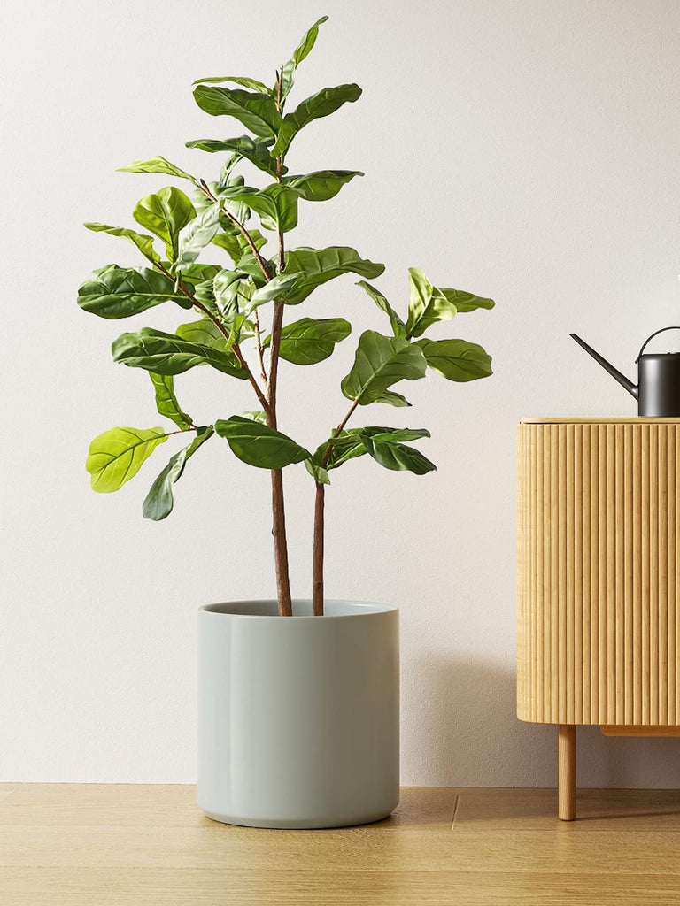12 Inch Pot for Plants, Ceramic Indoor Planter, Mist Gray