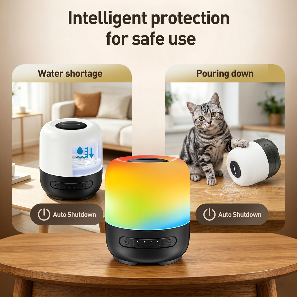 Essential Oil Diffuser, 300ml Ultrasonic Aromatherapy Oil Diffuser & Humidifier with 7 Color Night Lights, Quiet 20dB