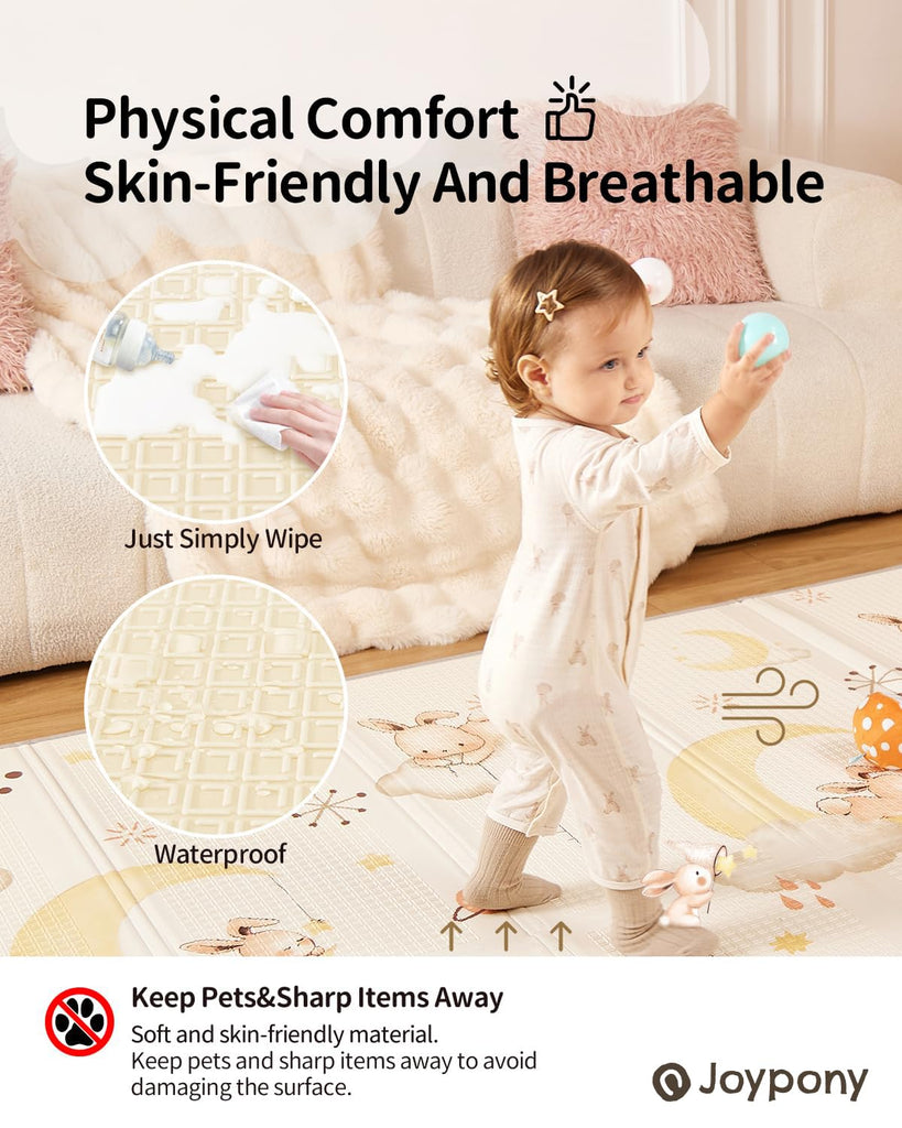 Baby Play Mat 71x59 Inches, Foldable Play Mats for Babies and Toddlers, Waterproof & Anti-Slip Portable Baby Floor