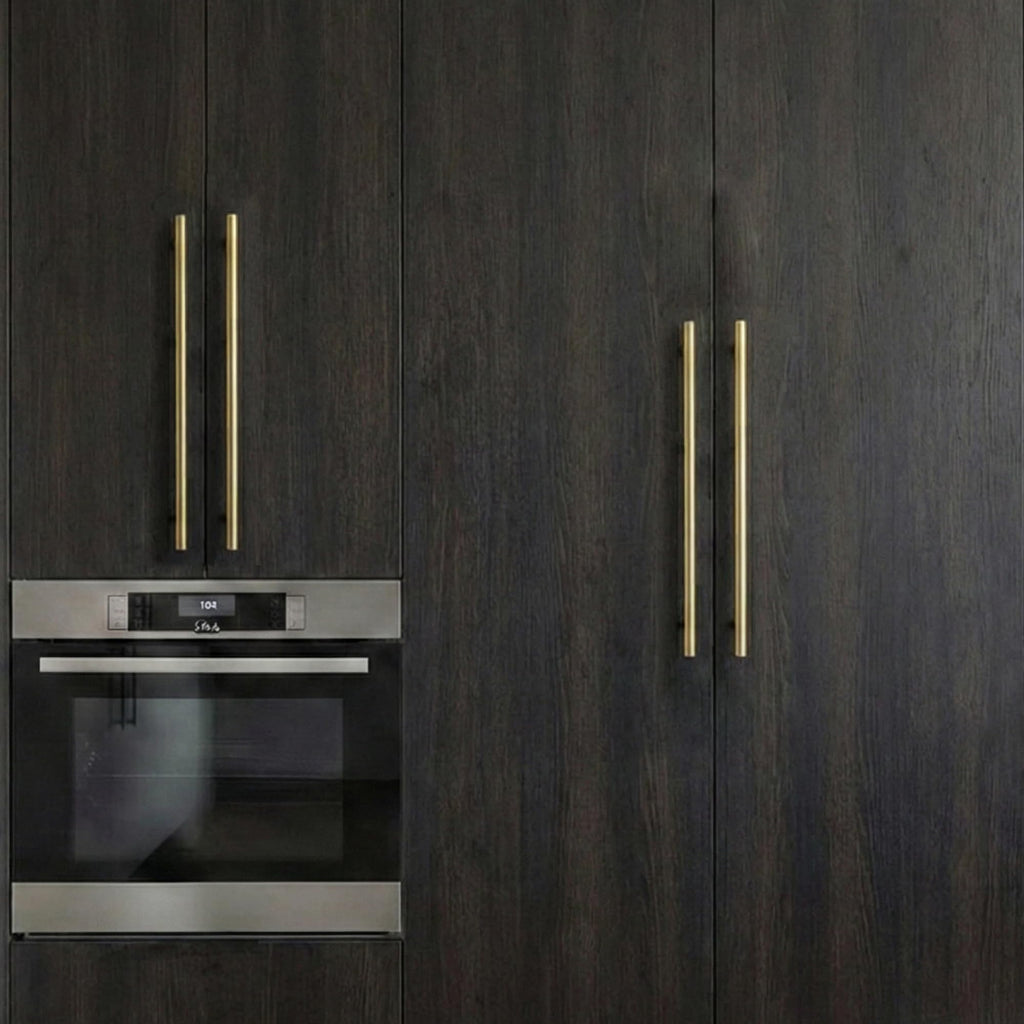 Solid Brass Appliance Pull, Brushed Gold Handle, 18" Hole Centers
