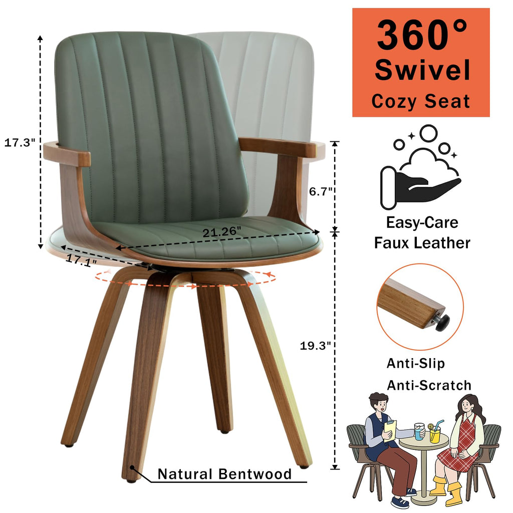 MCM dining Chairs, Faux Leather Dining Chairs with Walnut Craftsmanship