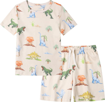 100% Organic Cotton Baby Short Sleeve Pajama Sets, Toddler Boy Girl Piece Sleepwear