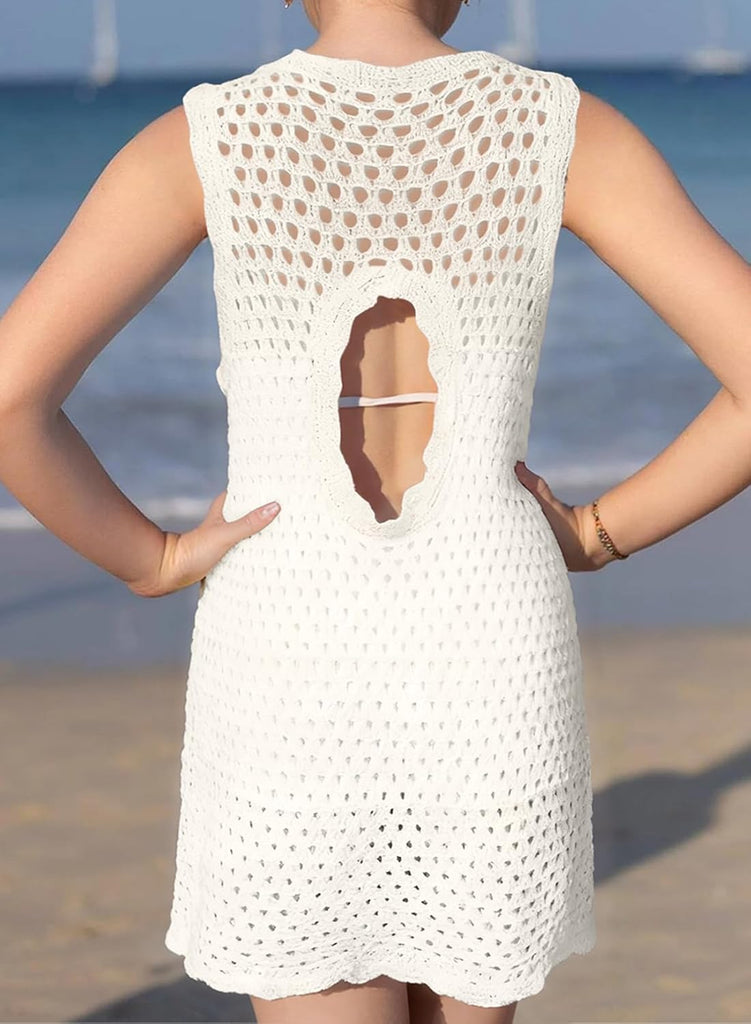 Girls Swim Cover Up Cutout Crochet Beach Dresses