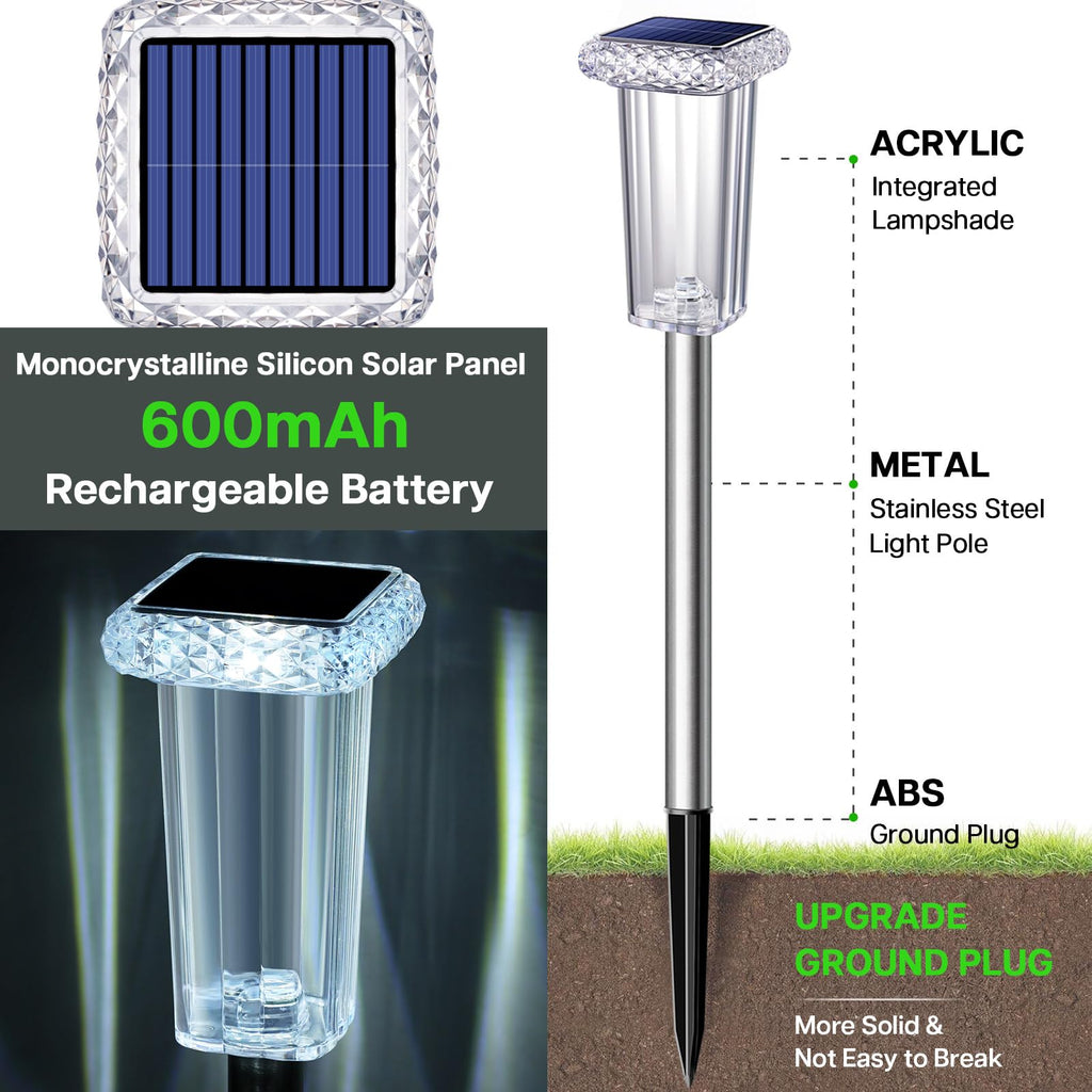 10 Color Solar Lights Outdoor Waterproof LED Pathway Lights 8 Pack