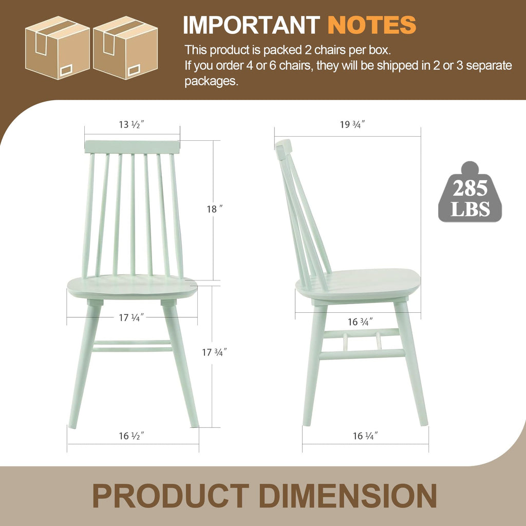 Wood Dining Chairs Set of 6, Mint