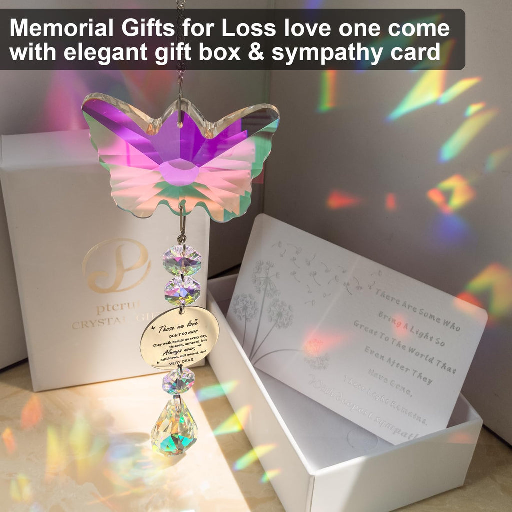 Unique Memorial Sympathy Gifts for Loss Loved One, Bereavement Gift Idea Crystal Butterfly Suncatcher in Remembrance
