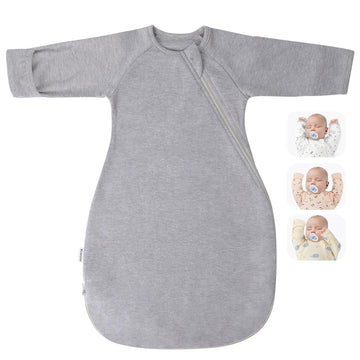 Premium Soft Cotton Transitional Baby Swaddling Sack with Arms Up & Sleeves, Mitten Cuffs, Way Zipper