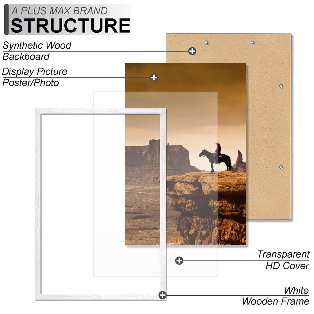 24x36 Picture Frame White Light Weight Wall Mount
