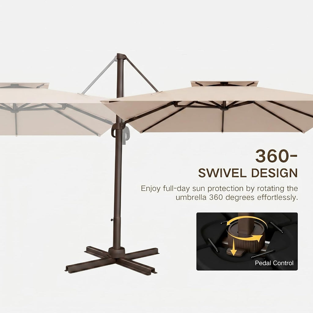 10' X 10' Cantilever Patio Umbrella with Double Top Vent