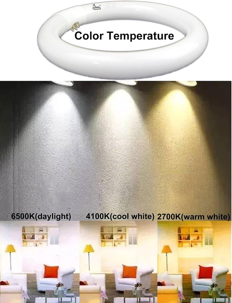 32W Cool White Round Fluorescent Light Bulb, 12 Inch T9 32 Watts Circular Bulbs, 12'' FCL 32 Circline Bulb