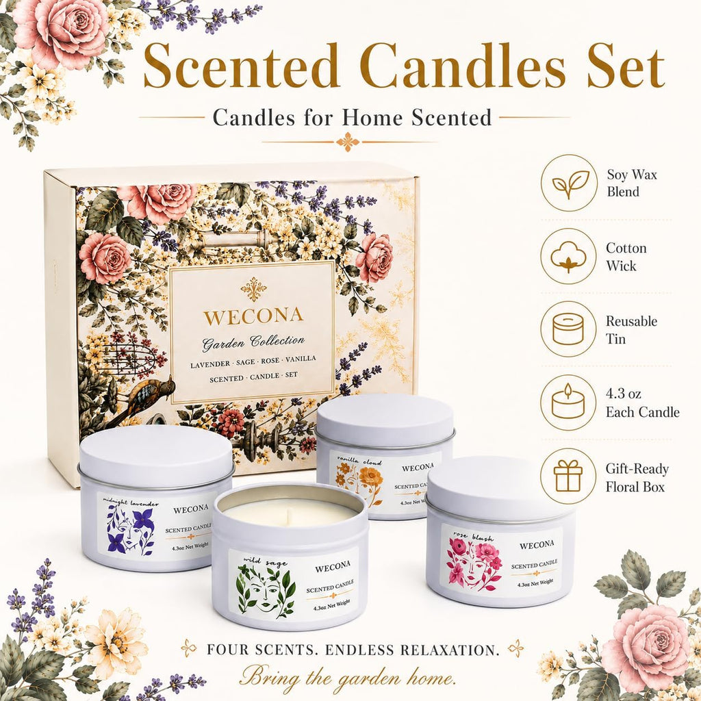 Scented Candles Gift Set, 4 Pack Soy Candles for Women - Set of 4