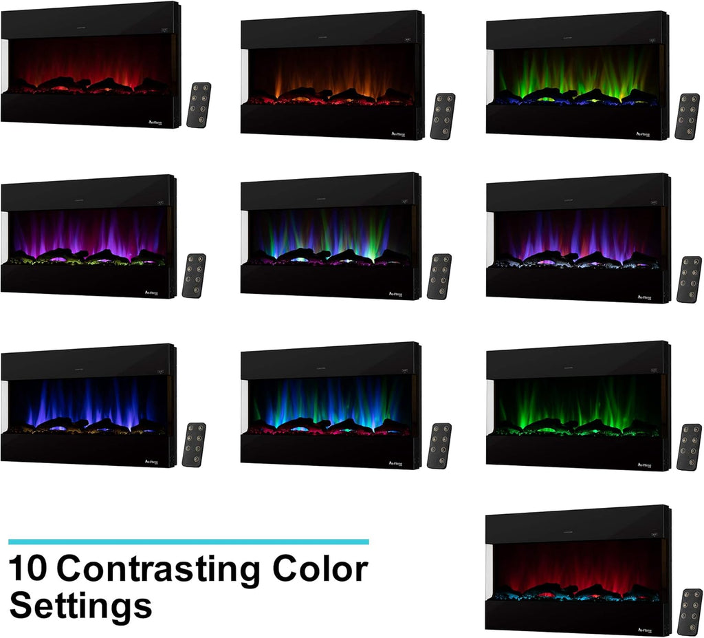 E-Flame USA Hampshire 36-inch Wall Mount/Wall Insert LED Electric Fireplace Heater with Timer