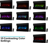 E-Flame USA Hampshire 36-inch Wall Mount/Wall Insert LED Electric Fireplace Heater with Timer