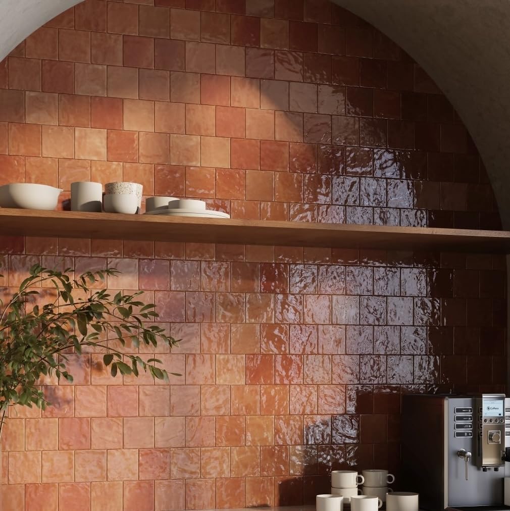 Craft | 4"x4" Glazed Ceramic Wall Tile (Terracotta, Carton)
