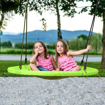 Flying Saucer Tree Swing, Giant 40" Round Swing with Steel Frame & Adjustable Rope, Indoor Outdoor Swing with 700lbs