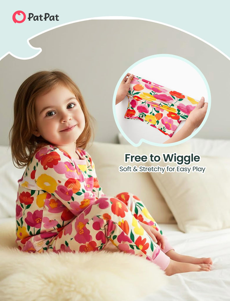Bamboo Viscose Pajama Set for Toddlers with Improved Tensile Strength, Snug Fit Pjs Sleeper for Baby Boys Girls Kids