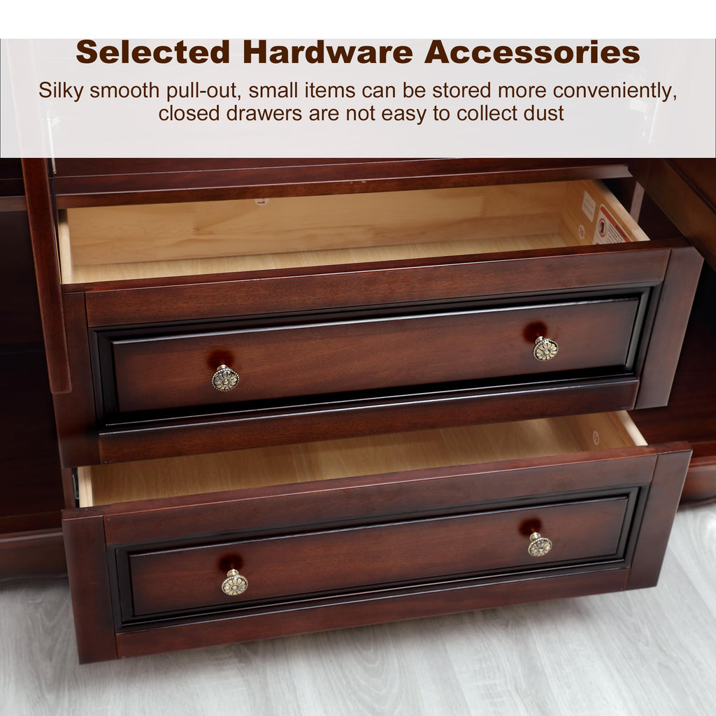 Solid Wood Armoire Wardrobe Closet with Cherry Finish